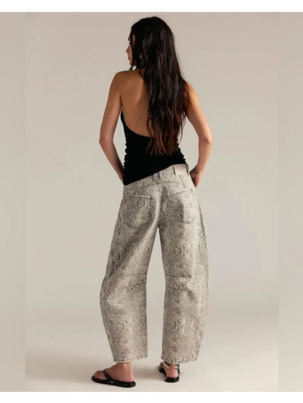 NWOT We The Free Good Luck Printed Barrel Jeans-Snake Combo